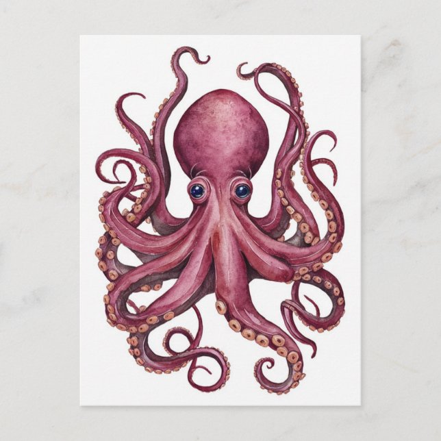 Cartão Postal Octopus Cor-de-Rosa Bonito (Frente)