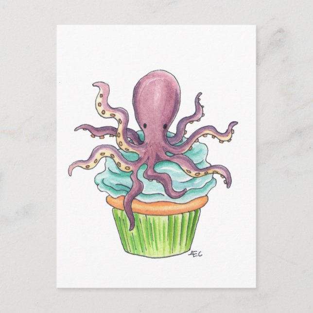 Cartão Postal Octopus Cupcake Postcard (Frente)