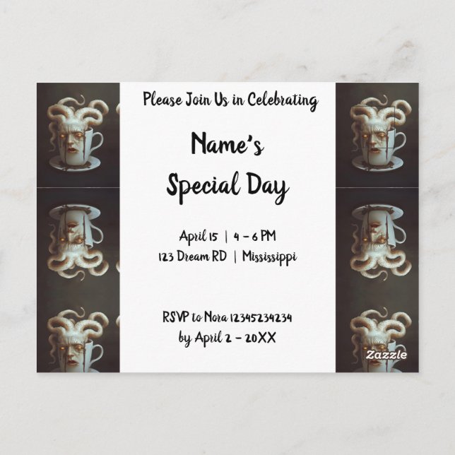 Cartão Postal Octopus de café surreal (Verso)