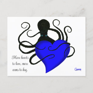 Cartão Postal Octopus de Coração Azul - Cartão-postal