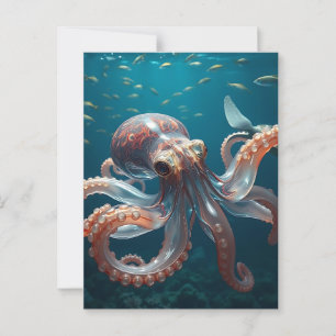 Cartão Postal Octopus de Glassas no Mar Profundo