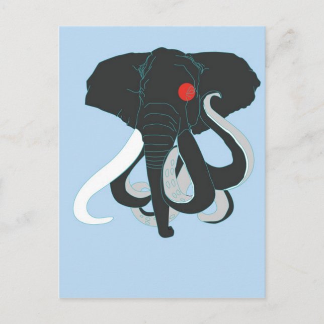 Cartão Postal Octopus e elefante (Frente)