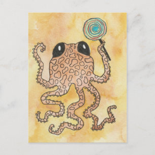 Cartão Postal Octopus e pirulito
