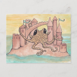 Cartão Postal Octopus e Sandcastle