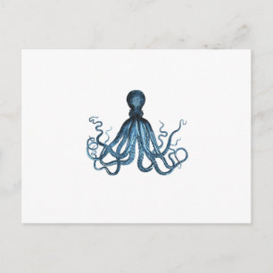 Cartão Postal Octopus kraken litoral azul de praia