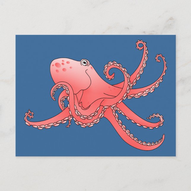 Cartão Postal Octopus laranja (Frente)