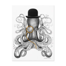 Octopus Monocle Bowler Hat Curiosity