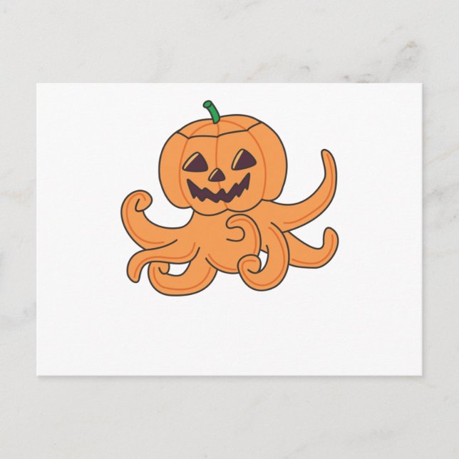 Cartão Postal Octopus Na Pumpkin Orange Krak Octopus Halloween (Frente)