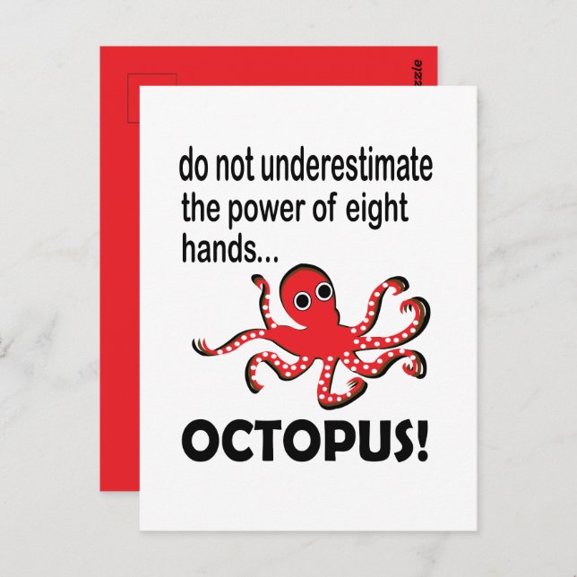 Cartão Postal Octopus Ocean Animal Funny (Frente/Verso)