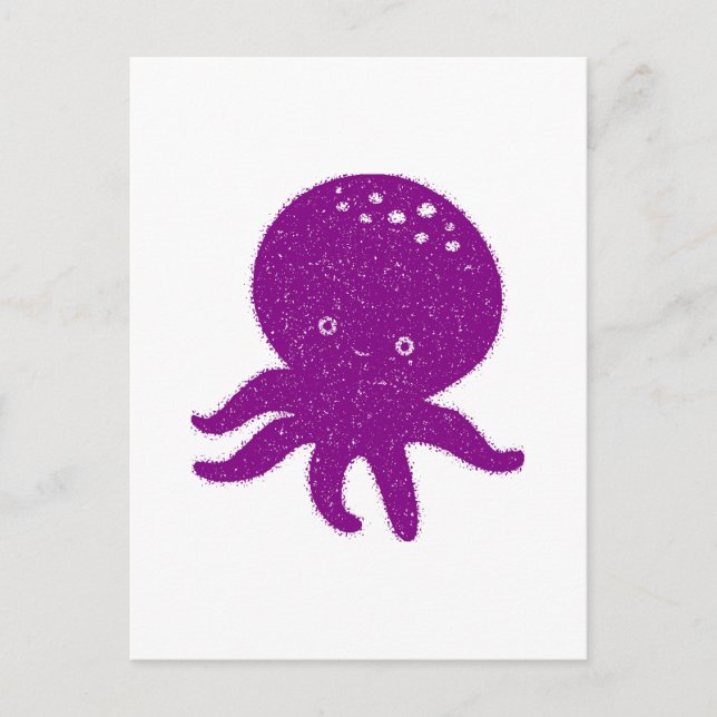 Cartão Postal Octopus Roxo-Cinto Impressão (Frente)