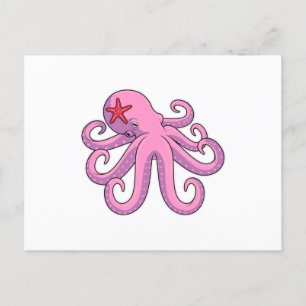Cartão Postal Octopus Starfish