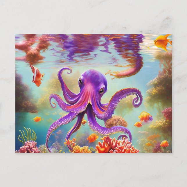 Cartão Postal Octopus subaquático (Frente)