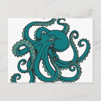 Cartão Postal Octopus Teal