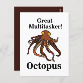 Cartão Postal Octopus Tentags Multitasker Engraçado