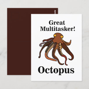 Cartão Postal Octopus Tentags Multitasker Engraçado