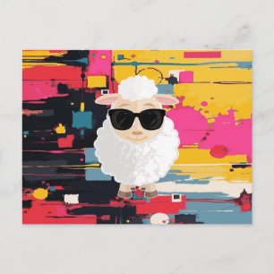 Cartão Postal Óculos de Sol de Ovelha Legal Arte Abstrata de Man