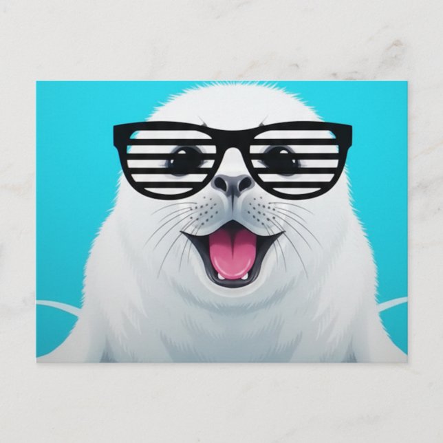 Cartão Postal Óculos de Sol Foca (Frente)
