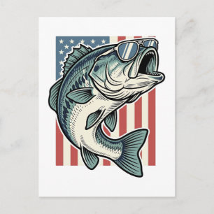 Cartão Postal Óculos de Sol Patrióticos para Pesca de Robalo Vet