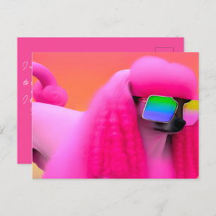 Cartão Postal Óculos de sol rosados e bonitos pensando em você