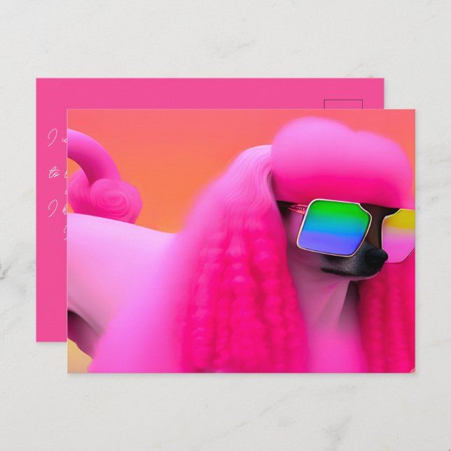 Cartão Postal Óculos de sol rosados e bonitos pensando em você (Frente/Verso)