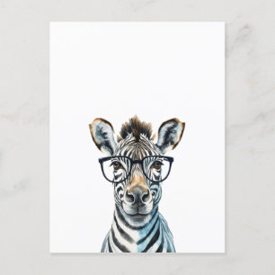 Cartão Postal Óculos de Visto Zebra engraçados