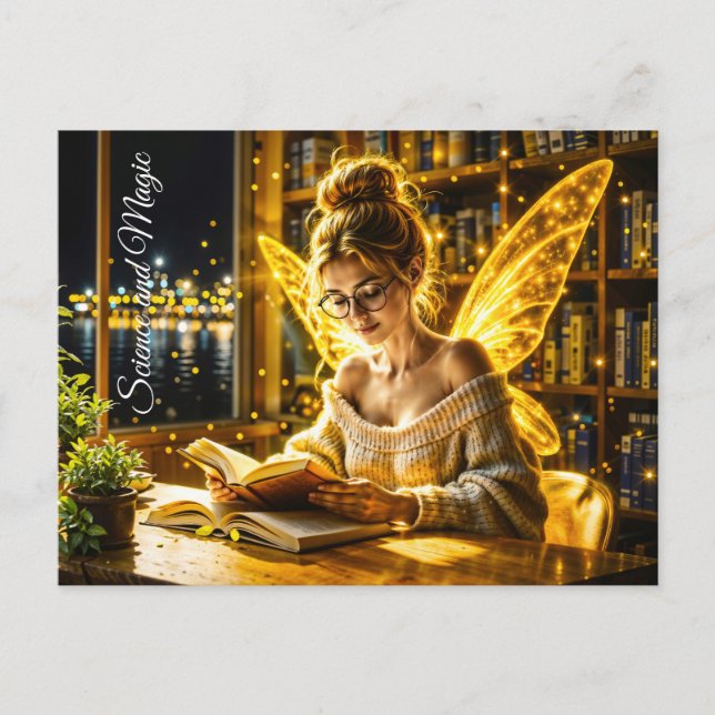 Cartão Postal Óculos e livros da fada de sonho (Frente)
