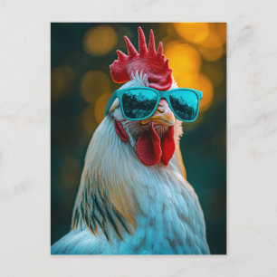 Cartão Postal Óculos escuros azuis de galo legal