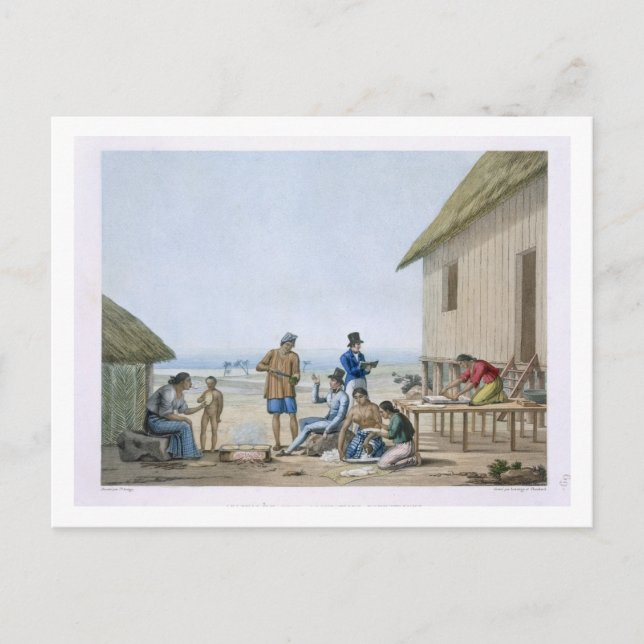 Cartão Postal Ocupações domésticas, Agagna, Guam, Filipinas, f (Frente)