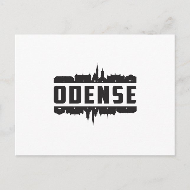 Cartão Postal Odense Dinamarca City Skyline Cityscape Viagem Gif (Frente)