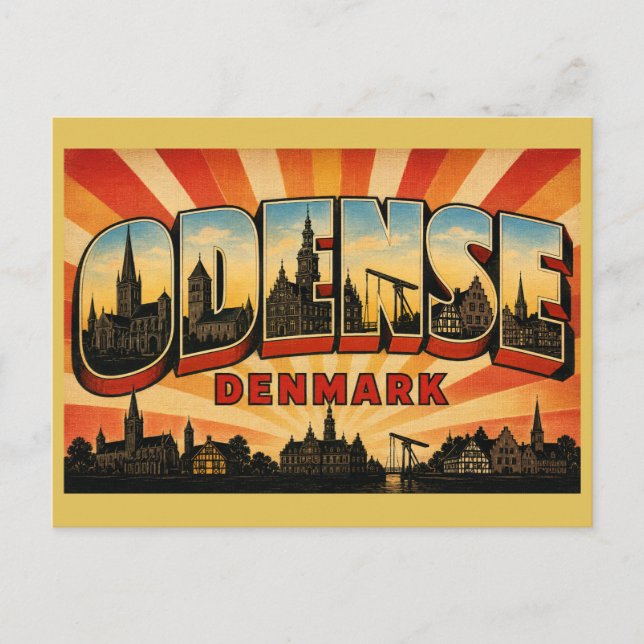 Cartão Postal Odense Dinamarca Literário (Frente)