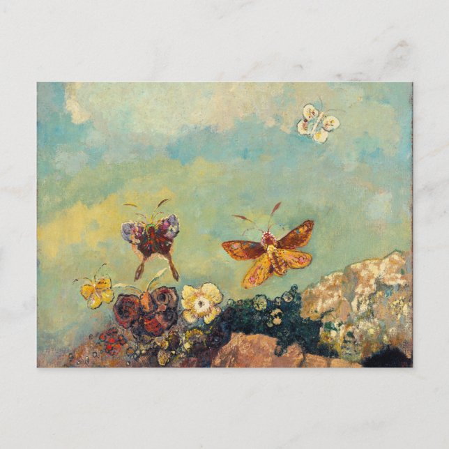 Cartão Postal Odilon Redon Butterflies Vintage Symbolismo Arte (Frente)