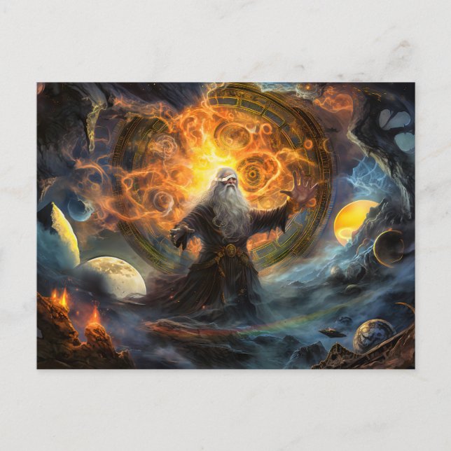 Cartão Postal Odin forming a new world after Ragnarök (Frente)