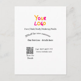 Cartão Postal oferta de desconto de serviços de contato de salão