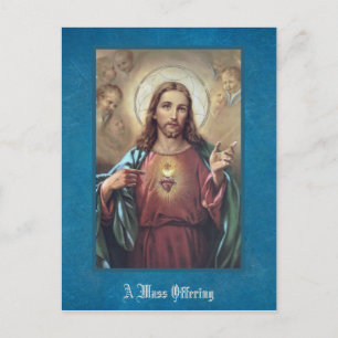 Cartão Postal Oferta de Missa Religiosa do Sagrado Coração de Je