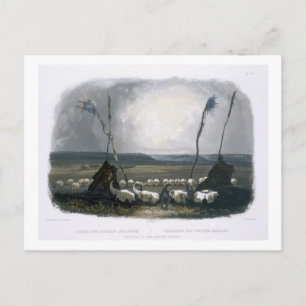 Cartão Postal Oferta dos índios Mandan, prato 14 da Volu