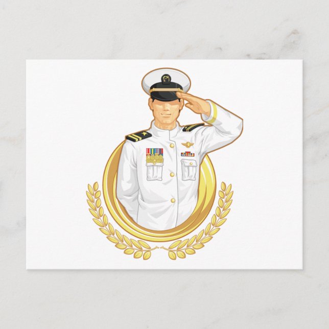 Cartão Postal Oficial Militar em Salute Gesture (Frente)