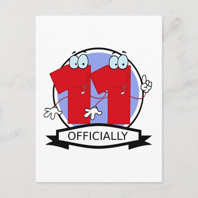 Cartão Postal Oficialmente 11 Banner de Aniversário (Frente)