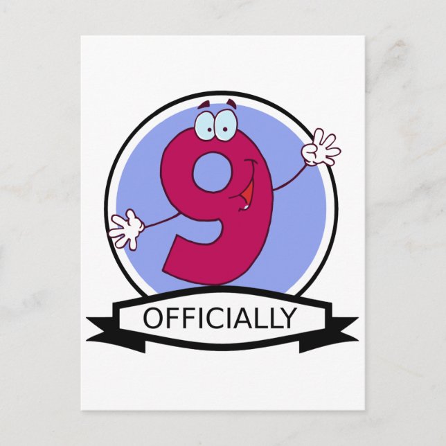 Cartão Postal Oficialmente 9 Banner de Aniversário (Frente)