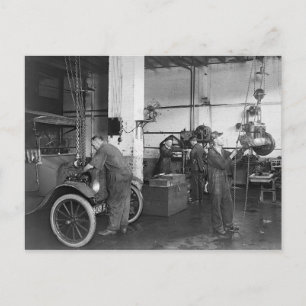 Cartão Postal Oficina de Reparo de Automóveis, 1919
