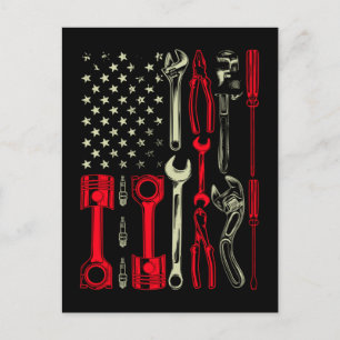 Cartão Postal Oficina Mecânica Patriótica Mecânicos Americanos E