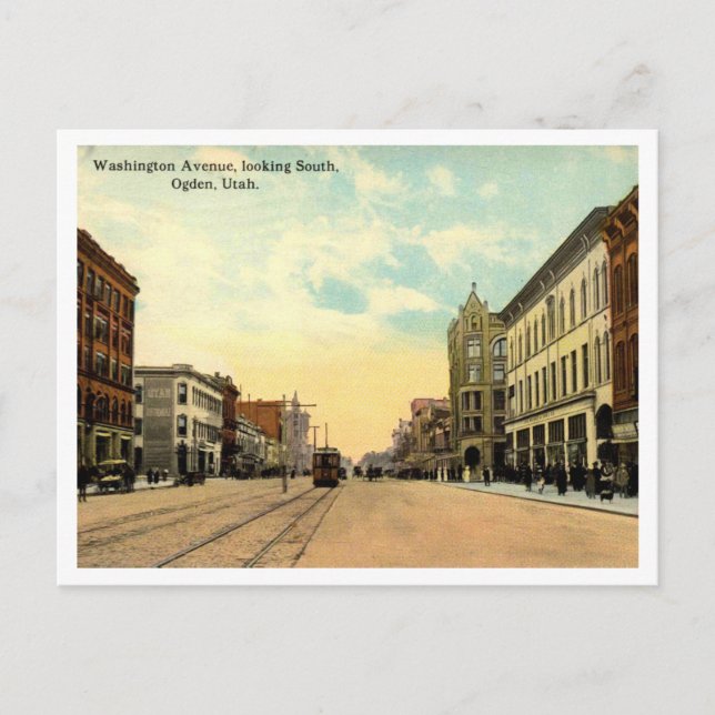 Cartão Postal Ogden UT Washington Rua View 1916 (Frente)