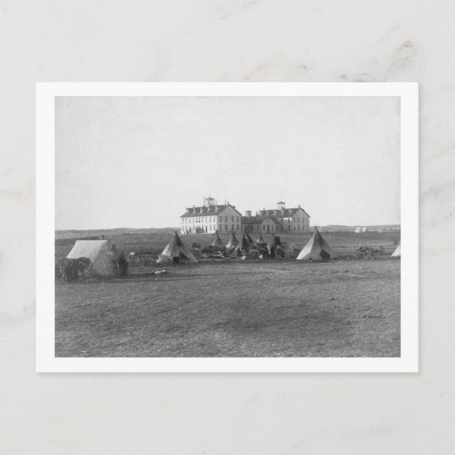 Cartão Postal Oglala Tipi em frente à Escola dos Índios dos Esta (Frente)