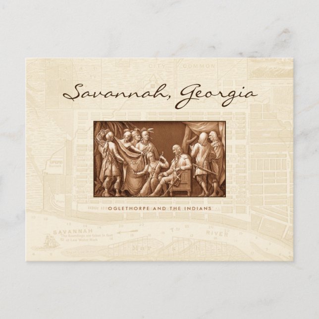 Cartão Postal Oglethorpe e os índios (Frente)