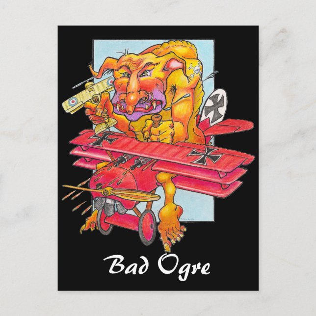 Cartão postal - Ogro incorreto - fundo preto (Frente)