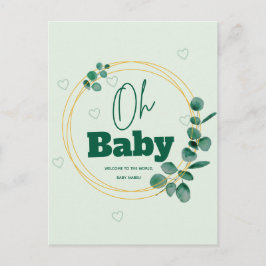 Cartão Postal Oh Baby Folhas de Eucalipto Chá de Bebê
