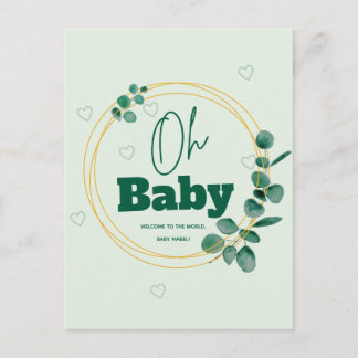 Cartão Postal Oh Baby Folhas de Eucalipto Chá de Bebê
