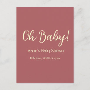 Cartão Postal oh baby revelação nome data maron simples minimal