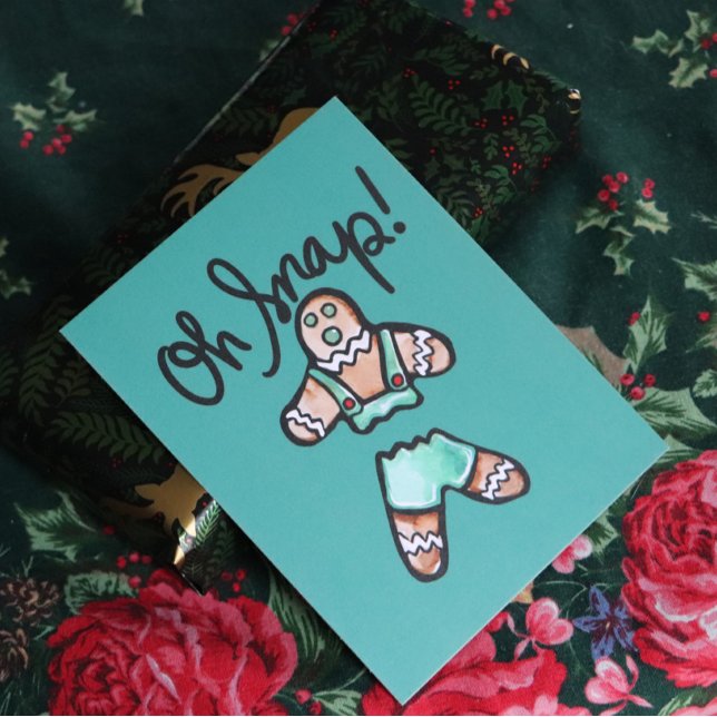 Cartão Postal Oh Bolo Gingerpão Homem Arte Humor de Natal (Criador carregado)