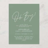 oh Chá de fraldas guião moderno verde elegante