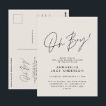 Cartão Postal oh Chá de fraldas sorvete elegante<br><div class="desc">oh,  Chá de fraldas de convite de festas moderno creme neutro design elegante. Design ideal neutro em termos de gênero.</div>